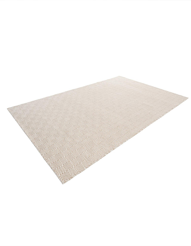 Beige 5' 1 x 8' Geo Trellis Flatweave Rectangle Area Rug 80% Wool & 20% Cotton Natural Geometric Carpet for Living, Office, Dining, Dorms for Sale at Rug Engine