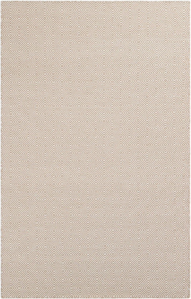 Beige 5' 1 x 8' Geo Trellis Flatweave Rectangle Area Rug 80% Wool & 20% Cotton Natural Geometric Carpet for Living, Office, Dining, Dorms for Sale at Rug Engine