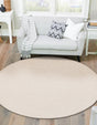 Beige 7' 10 x 7' 10 Geo Trellis Flatweave Round Area Rug 80% Wool & 20% Cotton Natural Geometric Carpet for Living, Office, Dining, Dorms for Sale at Rug Engine