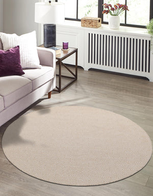 Beige 3' 1 x 3' 1 Geo Trellis Flatweave Round Area Rug 80% Wool & 20% Cotton Natural Geometric Carpet for Living, Office, Dining, Dorms for Sale at Rug Engine