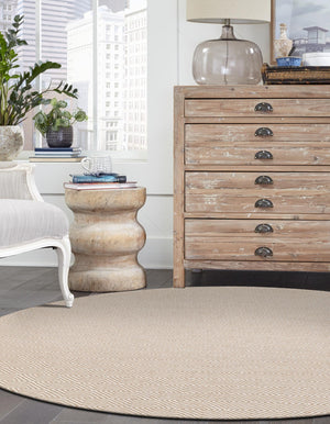 Beige 3' 1 x 3' 1 Geo Trellis Flatweave Round Area Rug 80% Wool & 20% Cotton Natural Geometric Carpet for Living, Office, Dining, Dorms for Sale at Rug Engine