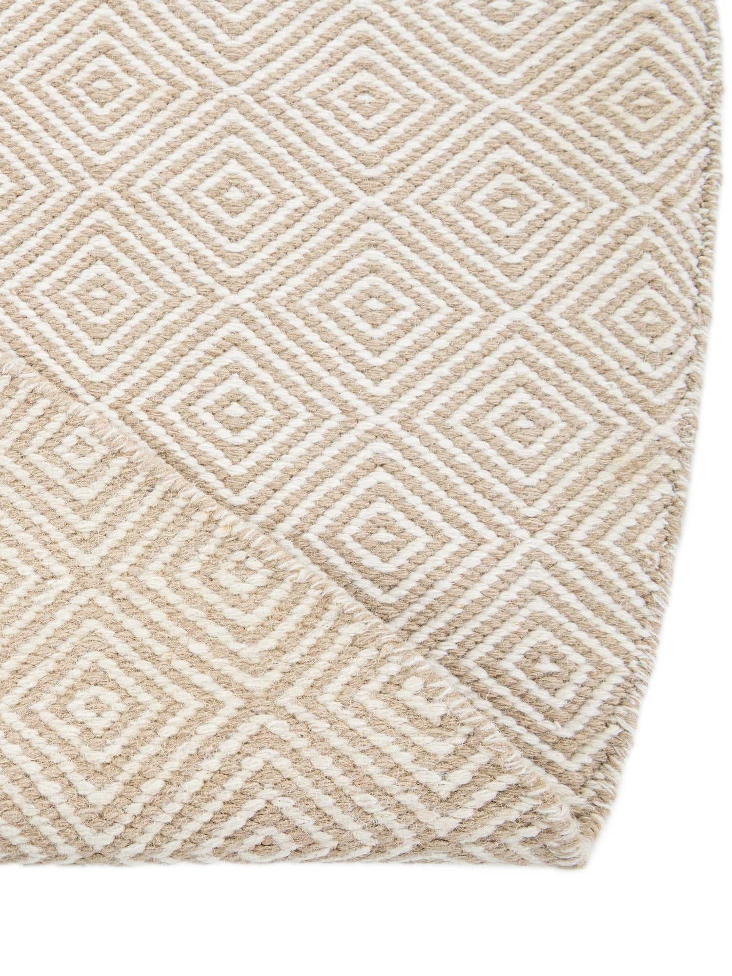 Beige 3' 1 x 3' 1 Geo Trellis Flatweave Round Area Rug 80% Wool & 20% Cotton Natural Geometric Carpet for Living, Office, Dining, Dorms for Sale at Rug Engine