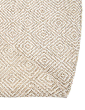 Beige 3' 1 x 3' 1 Geo Trellis Flatweave Round Area Rug 80% Wool & 20% Cotton Natural Geometric Carpet for Living, Office, Dining, Dorms for Sale at Rug Engine