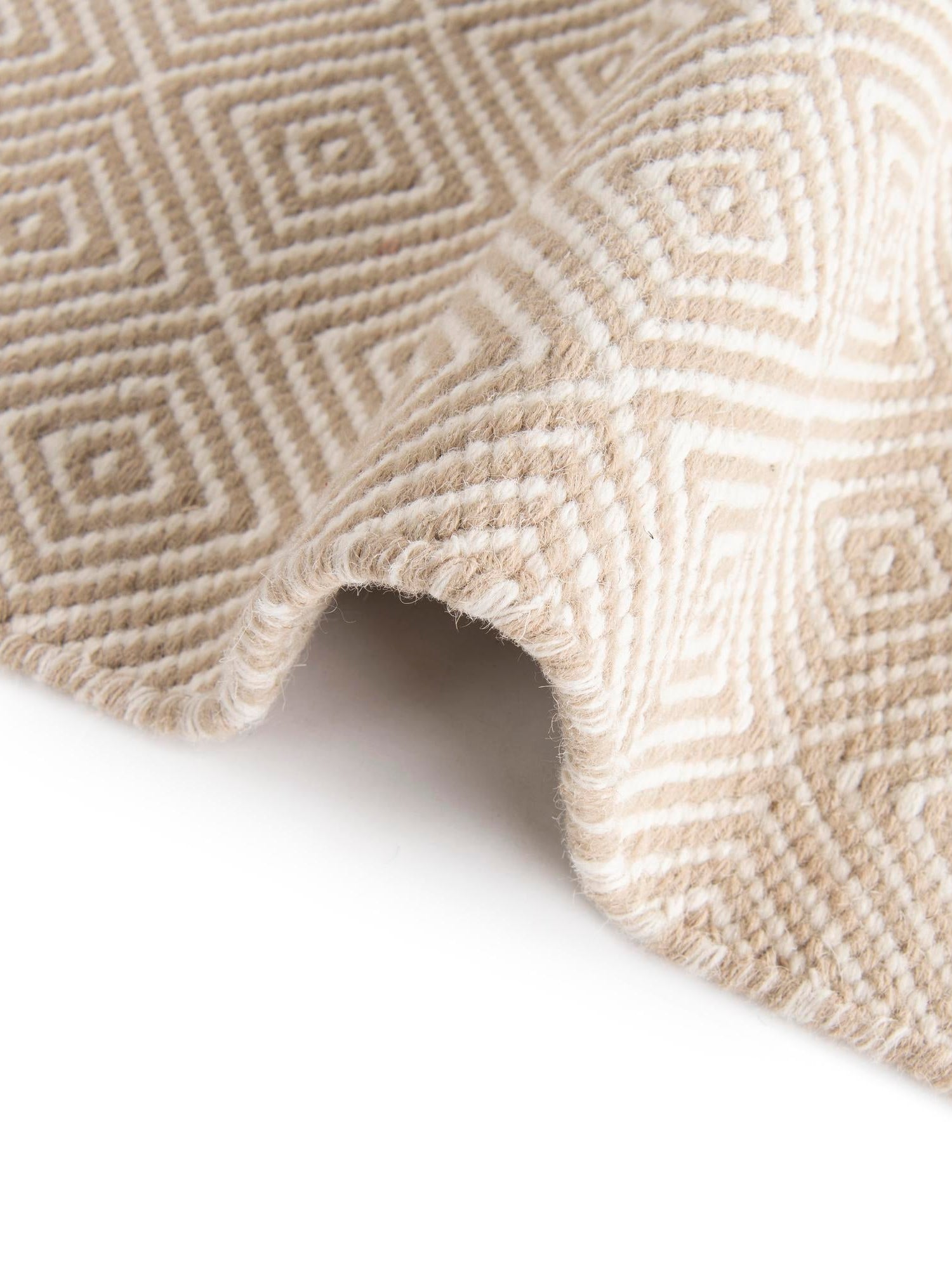 Beige 3' 1 x 3' 1 Geo Trellis Flatweave Round Area Rug 80% Wool & 20% Cotton Natural Geometric Carpet for Living, Office, Dining, Dorms for Sale at Rug Engine