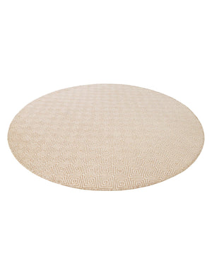 Beige 6' 1 x 6' 1 Geo Trellis Flatweave Round Area Rug 80% Wool & 20% Cotton Natural Geometric Carpet for Living, Office, Dining, Dorms for Sale at Rug Engine
