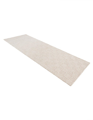 Beige 2' x 6' 1 Geo Trellis Flatweave Runner Area Rug 80% Wool & 20% Cotton Natural Geometric Carpet for Living, Office, Dining, Dorms for Sale at Rug Engine