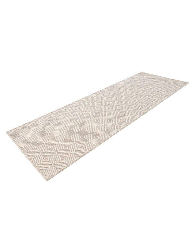 Beige 2' x 6' 1 Geo Trellis Flatweave Runner Area Rug 80% Wool & 20% Cotton Natural Geometric Carpet for Living, Office, Dining, Dorms for Sale at Rug Engine