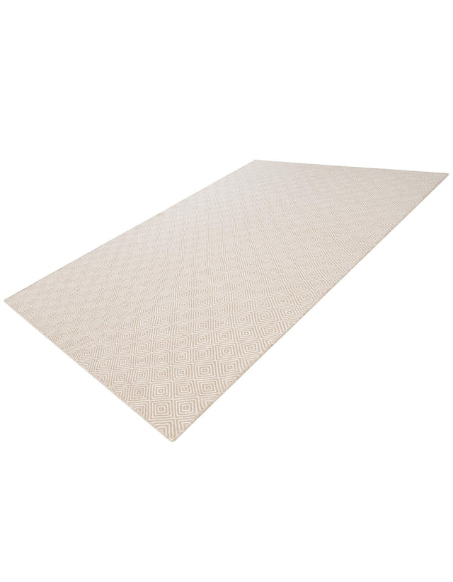 Beige 6' 1 x 9' Geo Trellis Flatweave Rectangle Area Rug 80% Wool & 20% Cotton Natural Geometric Carpet for Living, Office, Dining, Dorms for Sale at Rug Engine