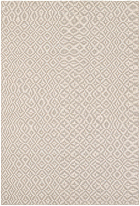 Beige 6' 1 x 9' Geo Trellis Flatweave Rectangle Area Rug 80% Wool & 20% Cotton Natural Geometric Carpet for Living, Office, Dining, Dorms for Sale at Rug Engine