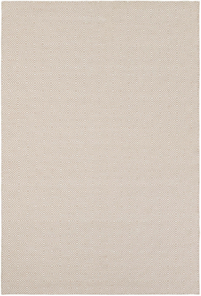 Beige 6' 1 x 9' Geo Trellis Flatweave Rectangle Area Rug 80% Wool & 20% Cotton Natural Geometric Carpet for Living, Office, Dining, Dorms for Sale at Rug Engine