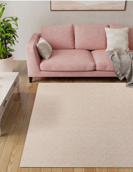 Beige 12' x 12' Geo Trellis Flatweave Square Area Rug 80% Wool & 20% Cotton Natural Geometric Carpet for Living, Office, Dining, Dorms for Sale at Rug Engine