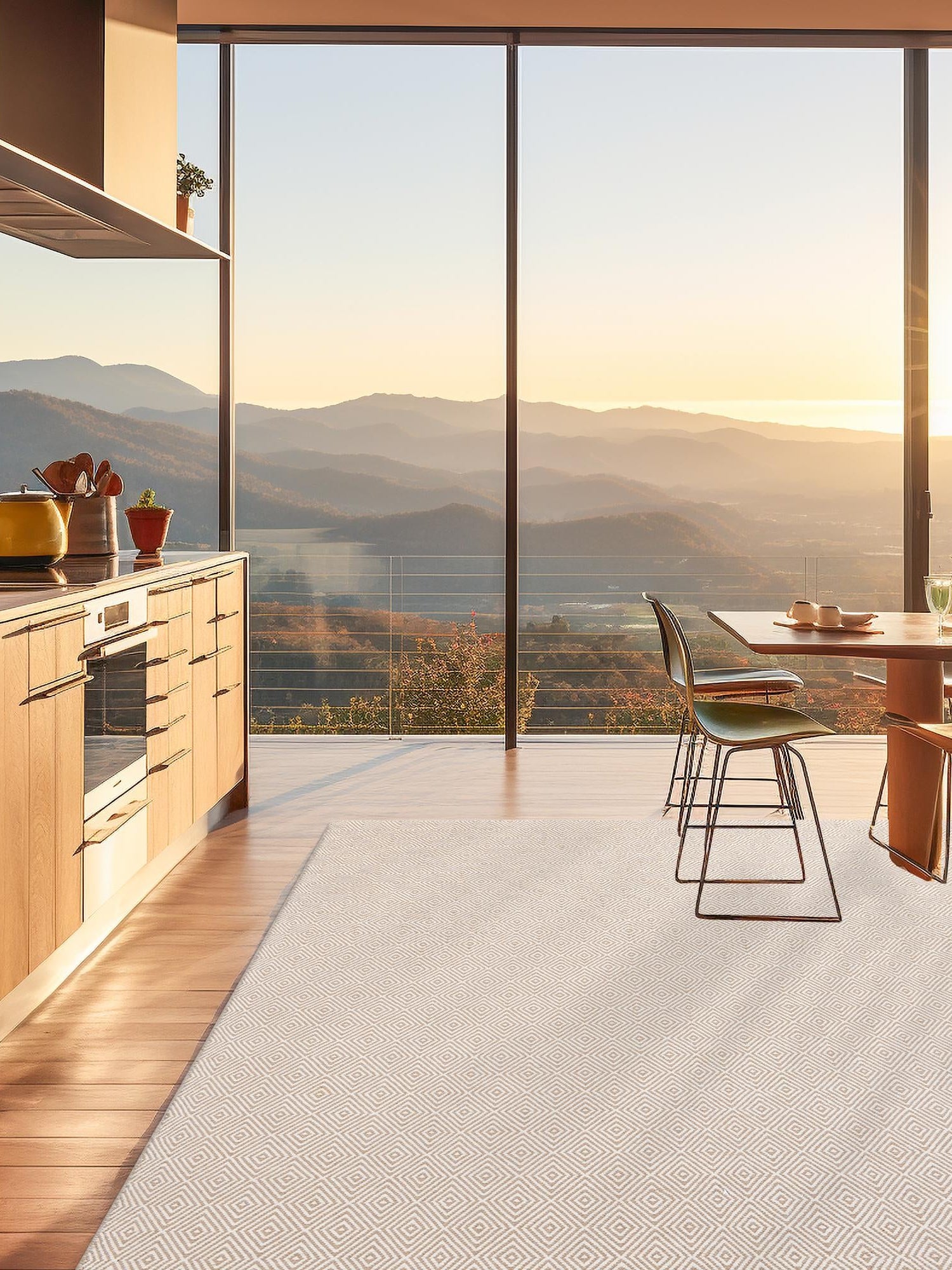 Beige 12' x 12' Geo Trellis Flatweave Square Area Rug 80% Wool & 20% Cotton Natural Geometric Carpet for Living, Office, Dining, Dorms for Sale at Rug Engine