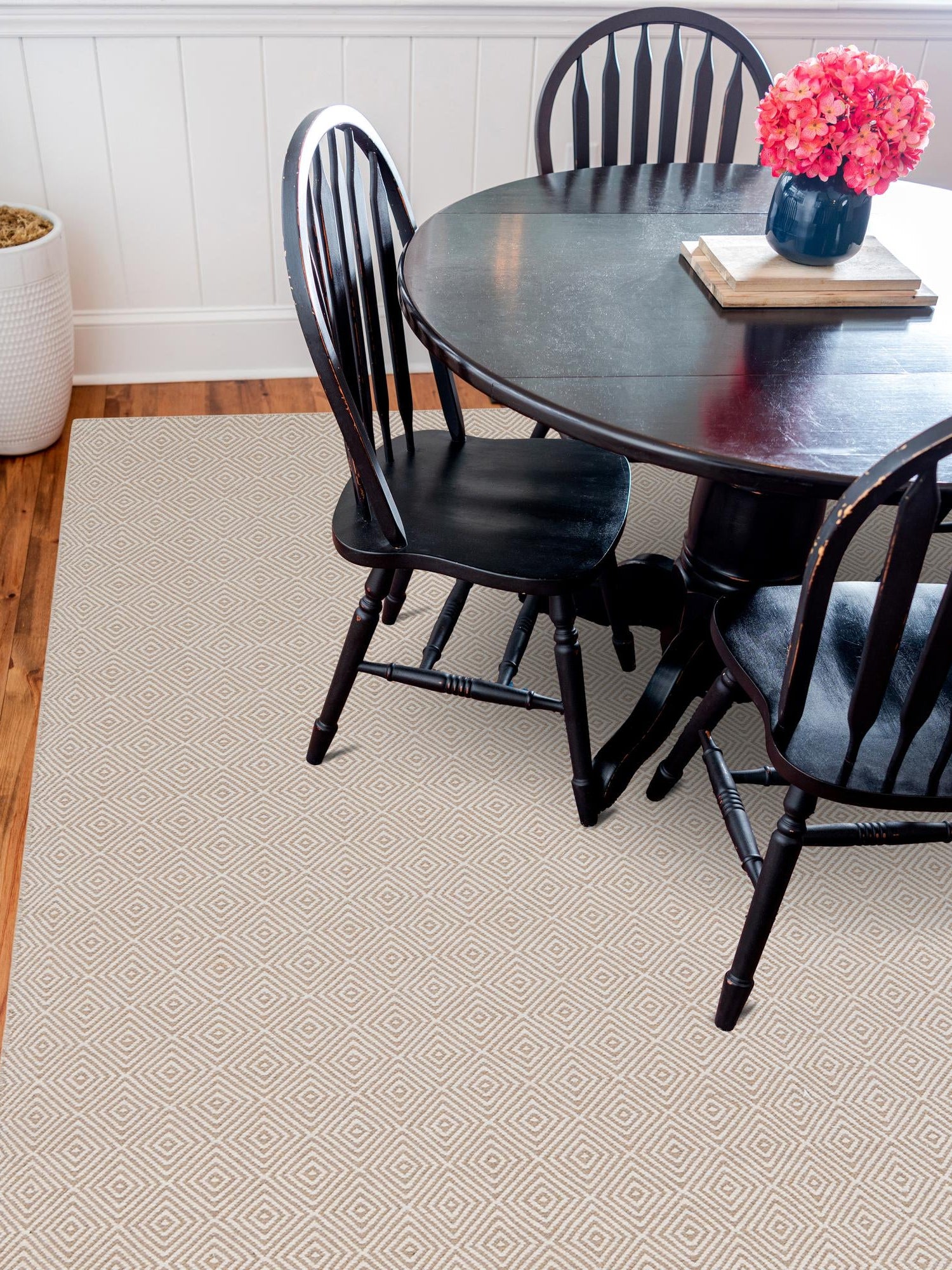 Beige 12' x 12' Geo Trellis Flatweave Square Area Rug 80% Wool & 20% Cotton Natural Geometric Carpet for Living, Office, Dining, Dorms for Sale at Rug Engine