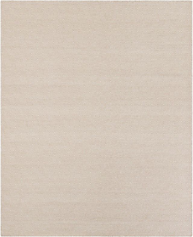 Beige 7' 10 x 10' Geo Trellis Flatweave Rectangle Area Rug 80% Wool & 20% Cotton Natural Geometric Carpet for Living, Office, Dining, Dorms for Sale at Rug Engine