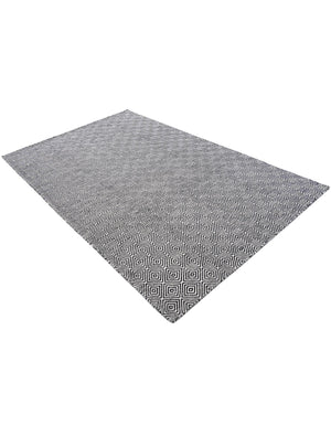 Black 5' 1 x 8' Geo Trellis Flatweave Rectangle Area Rug 80% Wool & 20% Cotton Natural Geometric Carpet for Living, Office, Dining, Dorms for Sale at Rug Engine