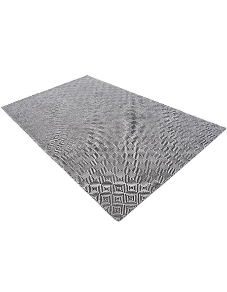 Black 5' 1 x 8' Geo Trellis Flatweave Rectangle Area Rug 80% Wool & 20% Cotton Natural Geometric Carpet for Living, Office, Dining, Dorms for Sale at Rug Engine