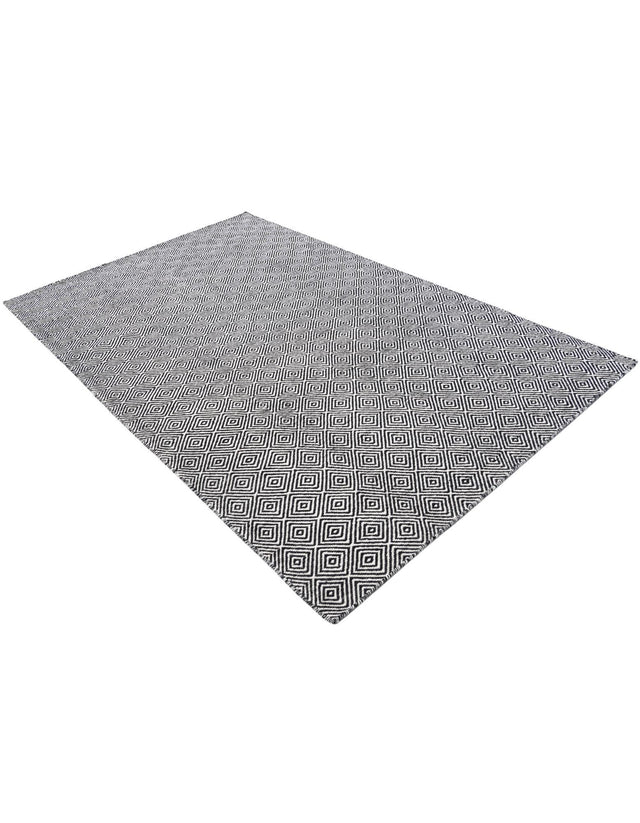 Black 5' 1 x 8' Geo Trellis Flatweave Rectangle Area Rug 80% Wool & 20% Cotton Natural Geometric Carpet for Living, Office, Dining, Dorms for Sale at Rug Engine