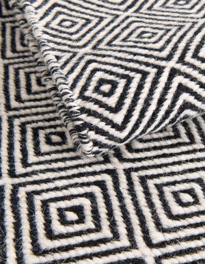 Black 7' 10 x 10' Geo Trellis Flatweave Rectangle Area Rug 80% Wool & 20% Cotton Natural Geometric Carpet for Living, Office, Dining, Dorms for Sale at Rug Engine