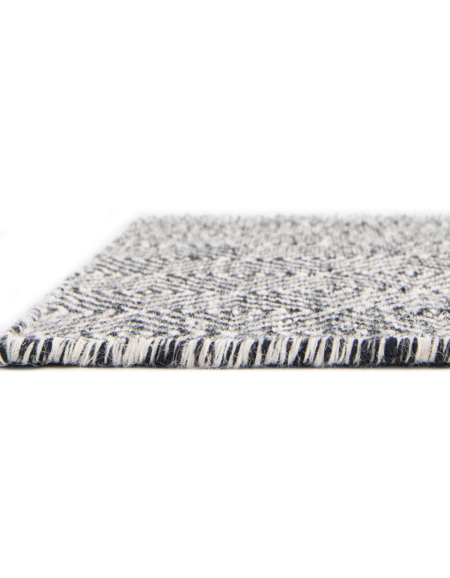 Black 5' 1 x 8' Geo Trellis Flatweave Rectangle Area Rug 80% Wool & 20% Cotton Natural Geometric Carpet for Living, Office, Dining, Dorms for Sale at Rug Engine