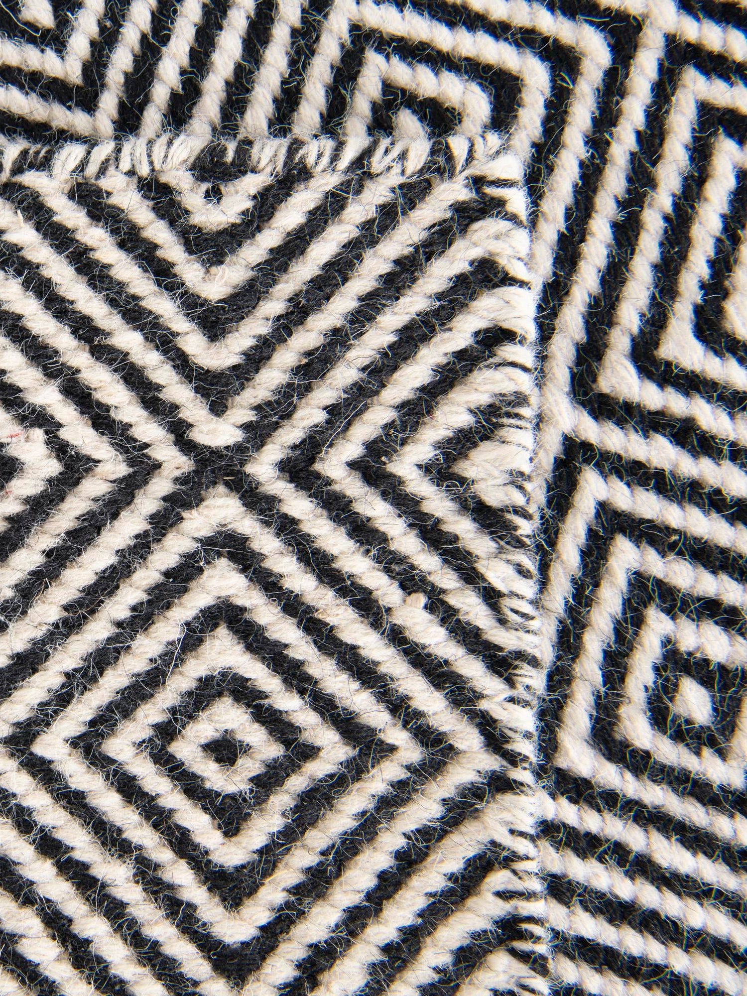 Black 7' 10 x 10' Geo Trellis Flatweave Rectangle Area Rug 80% Wool & 20% Cotton Natural Geometric Carpet for Living, Office, Dining, Dorms for Sale at Rug Engine