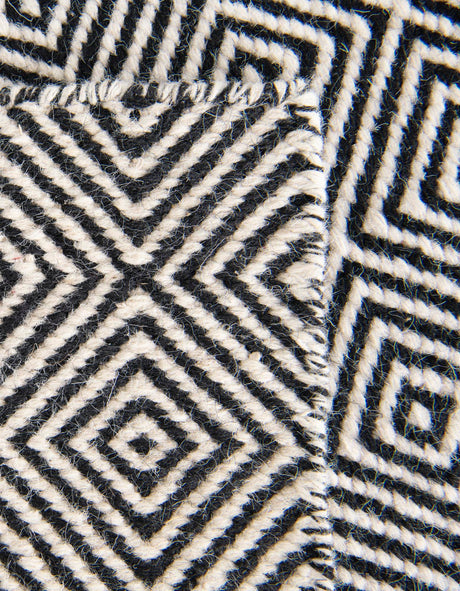 Black 5' 1 x 8' Geo Trellis Flatweave Rectangle Area Rug 80% Wool & 20% Cotton Natural Geometric Carpet for Living, Office, Dining, Dorms for Sale at Rug Engine