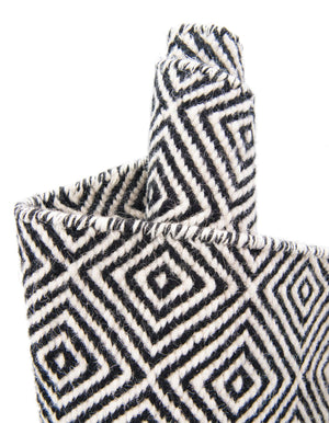 Black 5' 1 x 8' Geo Trellis Flatweave Rectangle Area Rug 80% Wool & 20% Cotton Natural Geometric Carpet for Living, Office, Dining, Dorms for Sale at Rug Engine