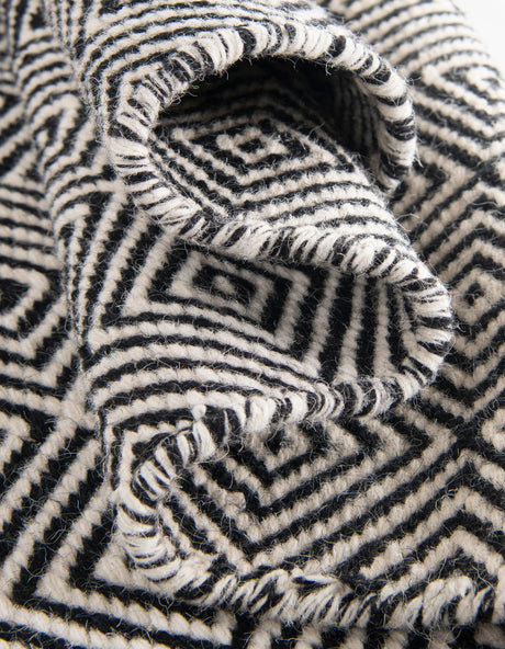 Black 5' 1 x 8' Geo Trellis Flatweave Rectangle Area Rug 80% Wool & 20% Cotton Natural Geometric Carpet for Living, Office, Dining, Dorms for Sale at Rug Engine