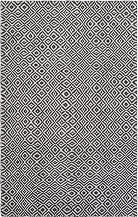 Black 5' 1 x 8' Geo Trellis Flatweave Rectangle Area Rug 80% Wool & 20% Cotton Natural Geometric Carpet for Living, Office, Dining, Dorms for Sale at Rug Engine