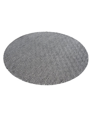 Black 6' 1 x 6' 1 Geo Trellis Flatweave Round Area Rug 80% Wool & 20% Cotton Natural Geometric Carpet for Living, Office, Dining, Dorms for Sale at Rug Engine