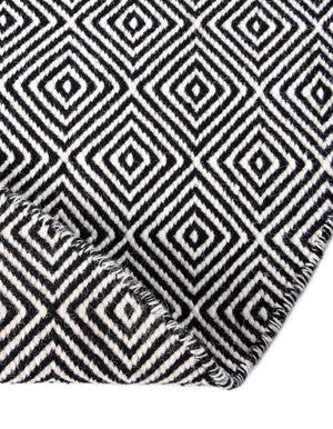 Black 6' 1 x 6' 1 Geo Trellis Flatweave Round Area Rug 80% Wool & 20% Cotton Natural Geometric Carpet for Living, Office, Dining, Dorms for Sale at Rug Engine