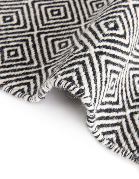 Black 6' 1 x 6' 1 Geo Trellis Flatweave Round Area Rug 80% Wool & 20% Cotton Natural Geometric Carpet for Living, Office, Dining, Dorms for Sale at Rug Engine