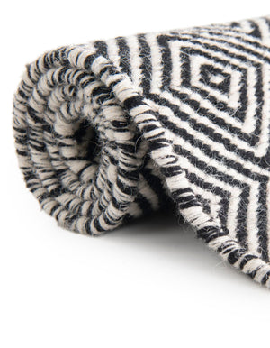 Black 6' 1 x 6' 1 Geo Trellis Flatweave Round Area Rug 80% Wool & 20% Cotton Natural Geometric Carpet for Living, Office, Dining, Dorms for Sale at Rug Engine