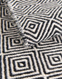Black 2' x 6' 1 Geo Trellis Flatweave Runner Area Rug 80% Wool & 20% Cotton Natural Geometric Carpet for Living, Office, Dining, Dorms for Sale at Rug Engine