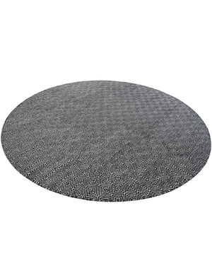 Black 7' 10 x 7' 10 Geo Trellis Flatweave Round Area Rug 80% Wool & 20% Cotton Natural Geometric Carpet for Living, Office, Dining, Dorms for Sale at Rug Engine