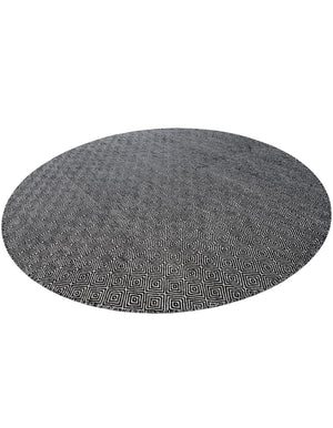 Black 7' 10 x 7' 10 Geo Trellis Flatweave Round Area Rug 80% Wool & 20% Cotton Natural Geometric Carpet for Living, Office, Dining, Dorms for Sale at Rug Engine