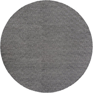 Black 7' 10 x 7' 10 Geo Trellis Flatweave Round Area Rug 80% Wool & 20% Cotton Natural Geometric Carpet for Living, Office, Dining, Dorms for Sale at Rug Engine