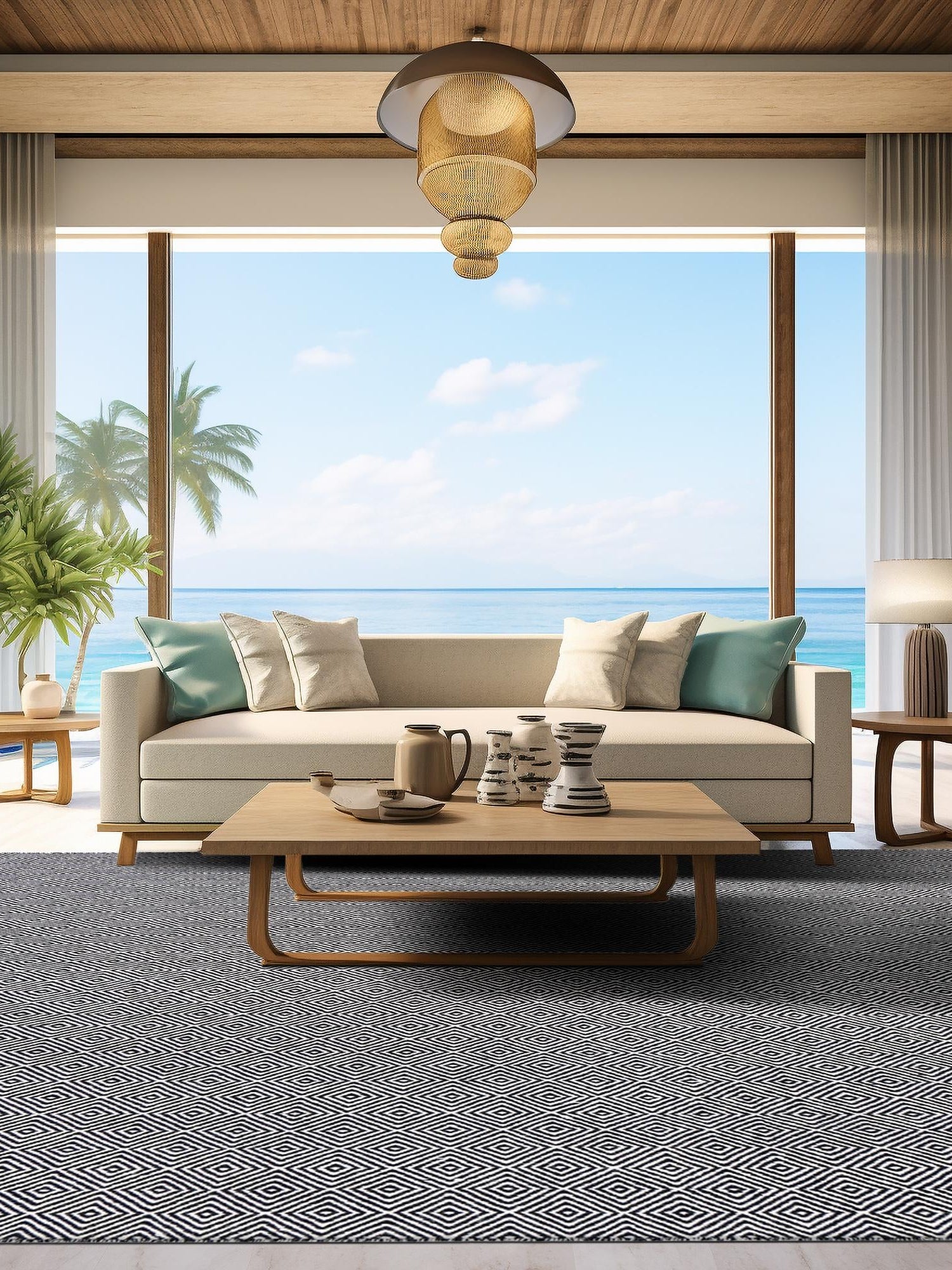 Black 7' 10 x 7' 10 Geo Trellis Flatweave Square Area Rug 80% Wool & 20% Cotton Natural Geometric Carpet for Living, Office, Dining, Dorms for Sale at Rug Engine