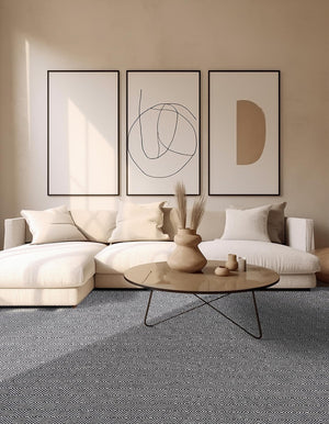 Black 10' x 10' Geo Trellis Flatweave Square Area Rug 80% Wool & 20% Cotton Natural Geometric Carpet for Living, Office, Dining, Dorms for Sale at Rug Engine