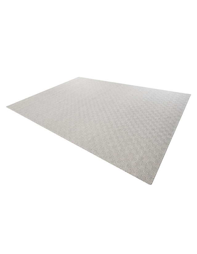 Gray 10' x 14' 1 Geo Trellis Flatweave Rectangle Area Rug 80% Wool & 20% Cotton Natural Geometric Carpet for Living, Office, Dining, Dorms for Sale at Rug Engine