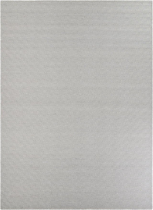 Gray 10' x 14' 1 Geo Trellis Flatweave Rectangle Area Rug 80% Wool & 20% Cotton Natural Geometric Carpet for Living, Office, Dining, Dorms for Sale at Rug Engine
