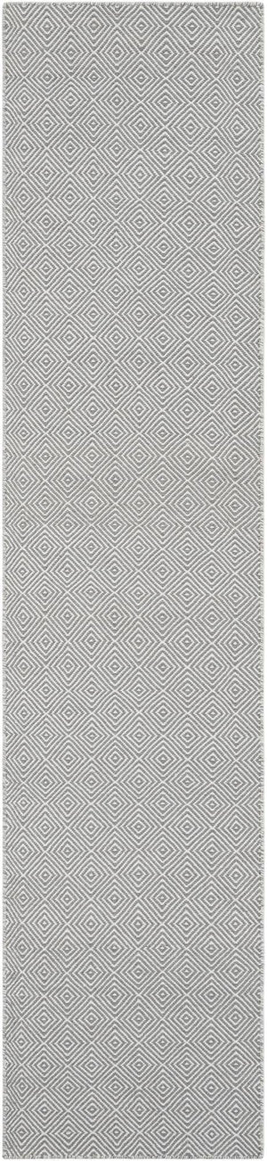Gray 2' 7 x 12' Geo Trellis Flatweave Runner Area Rug 80% Wool & 20% Cotton Natural Geometric Carpet for Living, Office, Dining, Dorms for Sale at Rug Engine