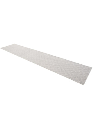Gray 2' 7 x 14' 1 Geo Trellis Flatweave Runner Area Rug 80% Wool & 20% Cotton Natural Geometric Carpet for Living, Office, Dining, Dorms for Sale at Rug Engine
