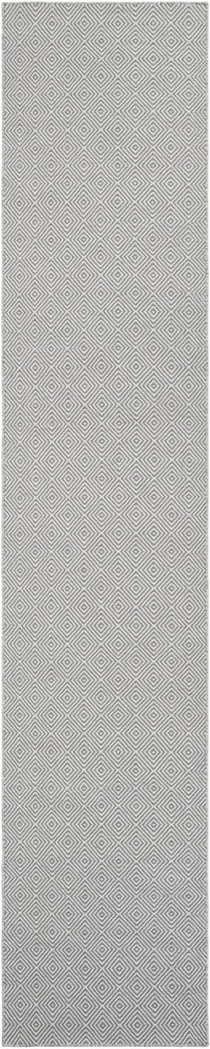 Gray 2' 7 x 14' 1 Geo Trellis Flatweave Runner Area Rug 80% Wool & 20% Cotton Natural Geometric Carpet for Living, Office, Dining, Dorms for Sale at Rug Engine
