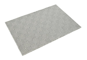 Gray 2' x 3' 1 Geo Trellis Flatweave Rectangle Area Rug 80% Wool & 20% Cotton Natural Geometric Carpet for Living, Office, Dining, Dorms for Sale at Rug Engine