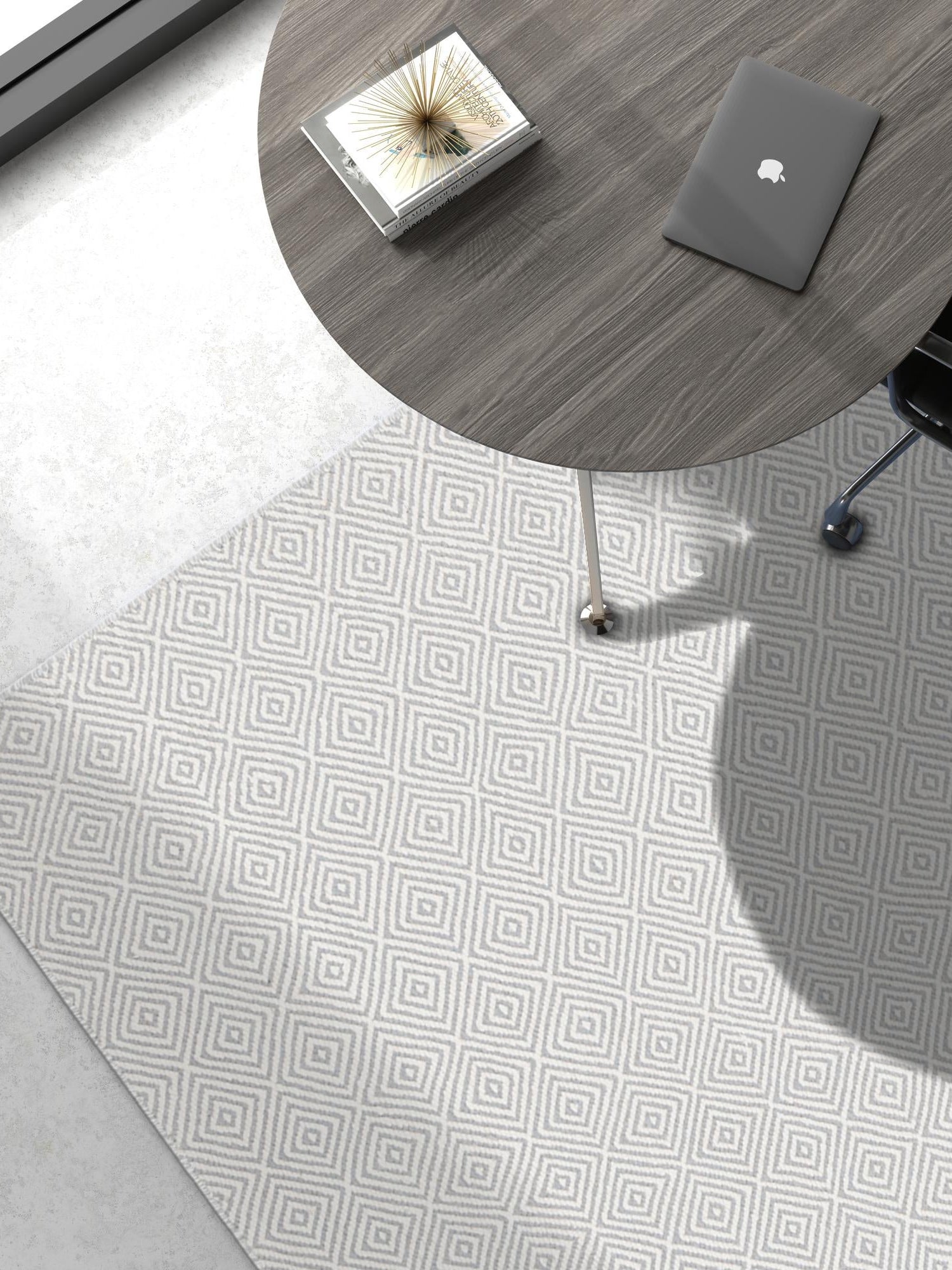 Gray 2' x 3' 1 Geo Trellis Flatweave Rectangle Area Rug 80% Wool & 20% Cotton Natural Geometric Carpet for Living, Office, Dining, Dorms for Sale at Rug Engine