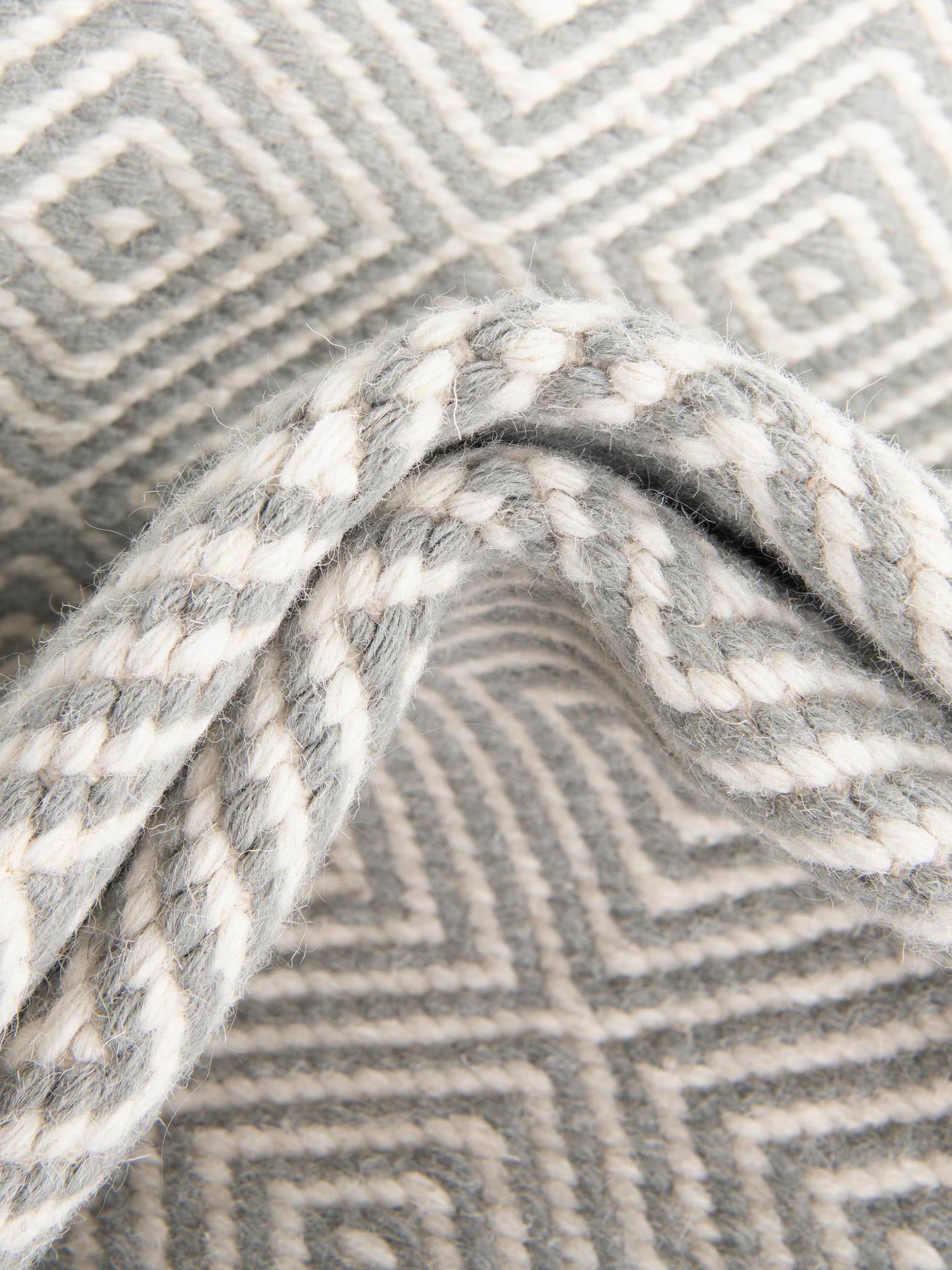 Gray 9' x 12' Geo Trellis Flatweave Rectangle Area Rug 80% Wool & 20% Cotton Natural Geometric Carpet for Living, Office, Dining, Dorms for Sale at Rug Engine