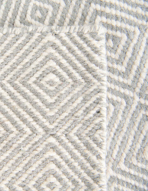 Gray 10' x 14' 1 Geo Trellis Flatweave Rectangle Area Rug 80% Wool & 20% Cotton Natural Geometric Carpet for Living, Office, Dining, Dorms for Sale at Rug Engine
