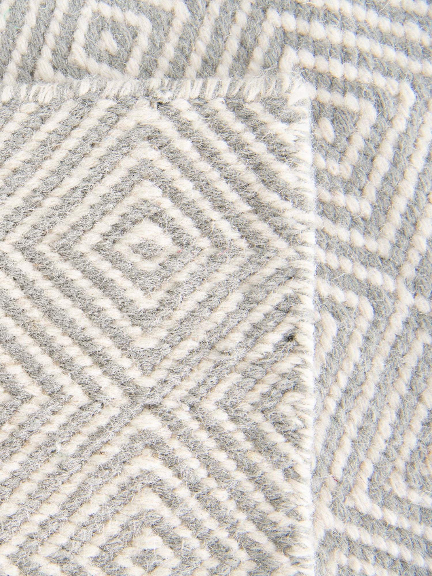 Gray 2' x 3' 1 Geo Trellis Flatweave Rectangle Area Rug 80% Wool & 20% Cotton Natural Geometric Carpet for Living, Office, Dining, Dorms for Sale at Rug Engine