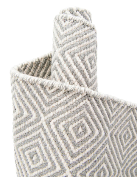 Gray 10' x 14' 1 Geo Trellis Flatweave Rectangle Area Rug 80% Wool & 20% Cotton Natural Geometric Carpet for Living, Office, Dining, Dorms for Sale at Rug Engine