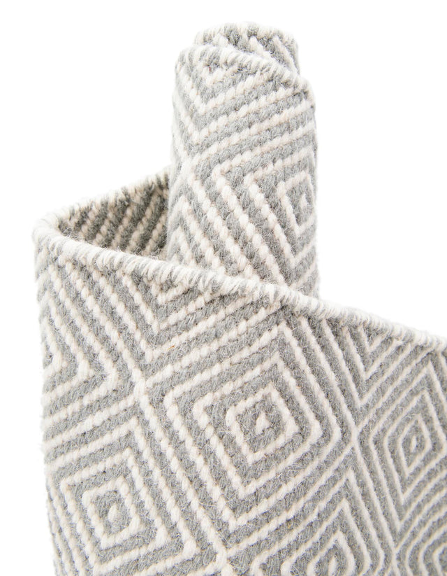 Gray 10' x 14' 1 Geo Trellis Flatweave Rectangle Area Rug 80% Wool & 20% Cotton Natural Geometric Carpet for Living, Office, Dining, Dorms for Sale at Rug Engine